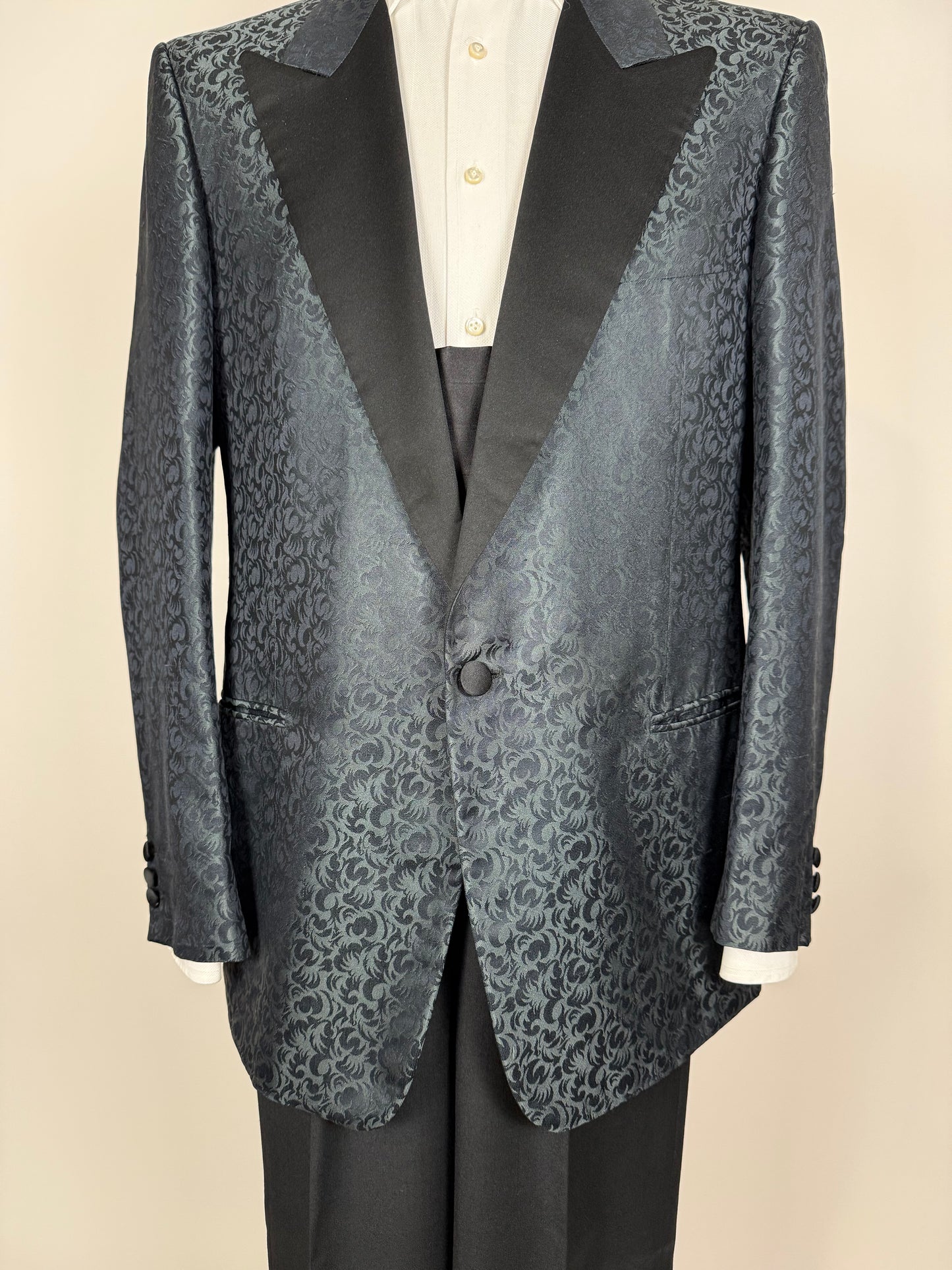 Giacca da smoking Pal Zileri anni '80 in seta shantung damascata - tg. 52