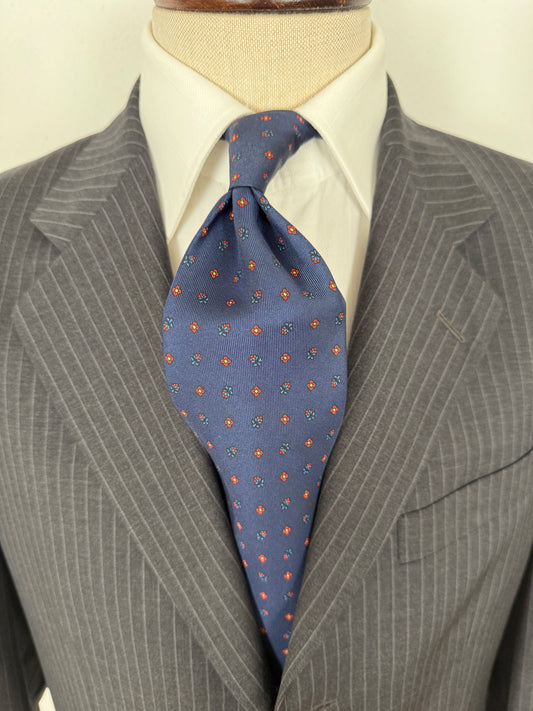 Cravatta Marinella navy micro fantasia fiori