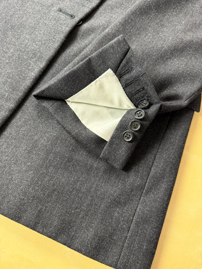 Completo Brioni doppiopetto anni '80 flanella antracite gessato - tg. 56
