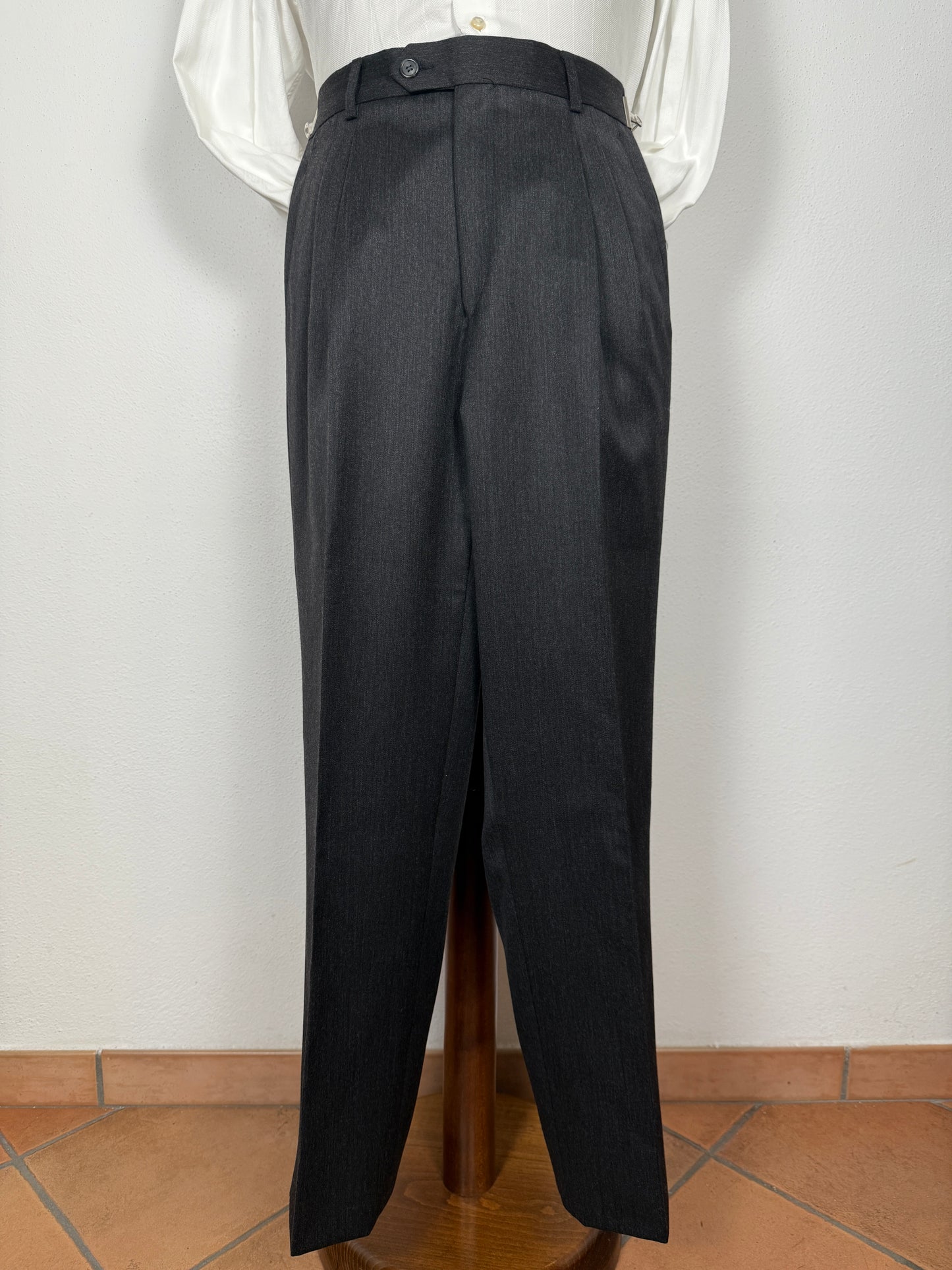 Completo 3 pezzi anni '90 in flanella grigio antracite - tg. 46/48