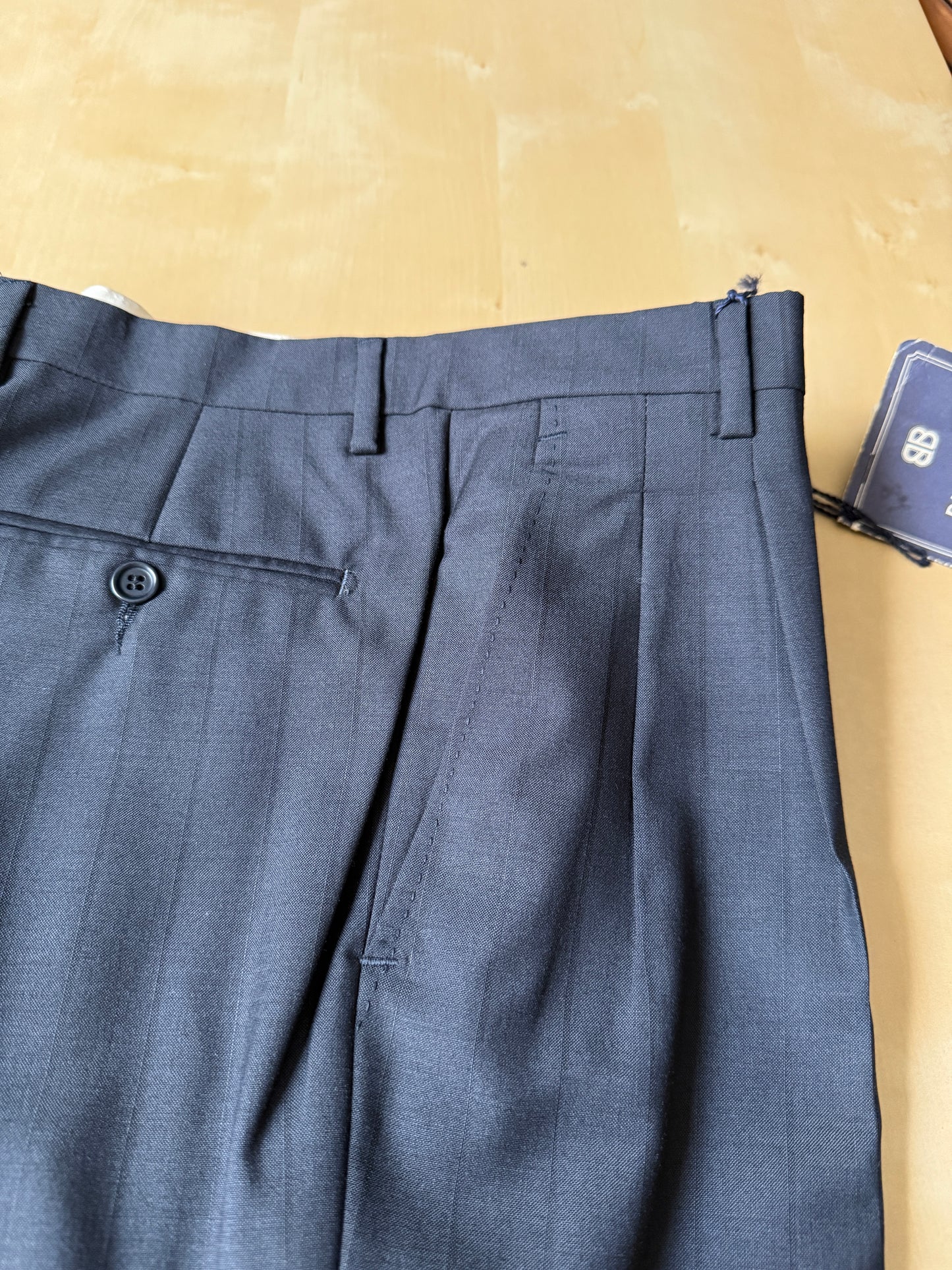 Pantalone in fresco lana blu gessato (NOS) - tg. 48