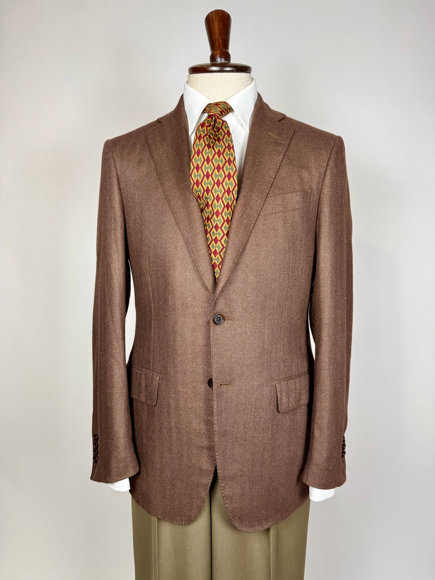 Giacca in puro cashmere Piacenza marrone spigato - tg. 48