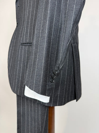 Completo gessato sartoriale in flanella lana e cashmere tessuto Loro Piana - tg. 50