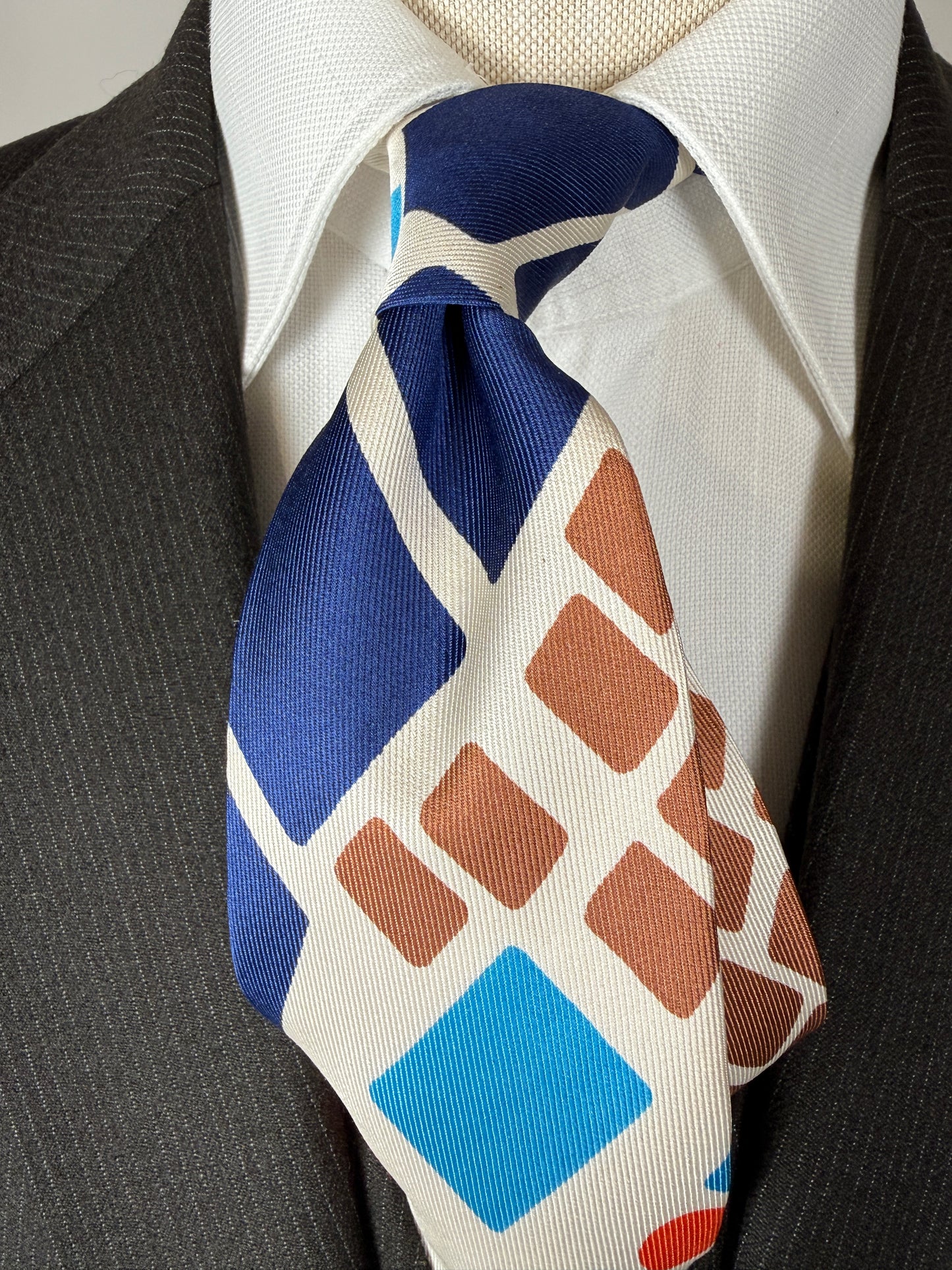 Cravatta anni ‘70 geometrica multicolore (nuova)