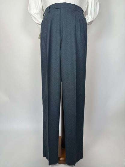 Pantaloni anni ‘80 crepella di lana verde scuro (NOS) - tg. 46