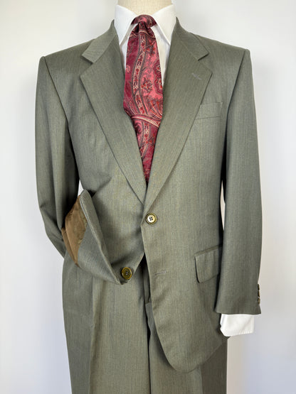 Completo anni ‘80 in lana pettinata verde mélange - tg. 48