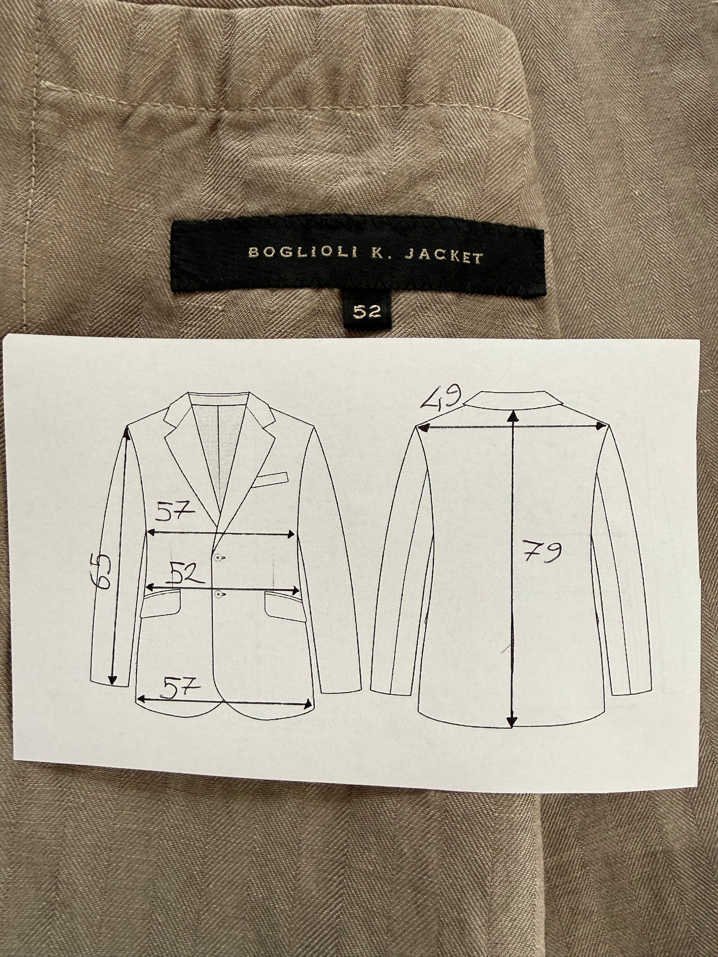 Boglioli K. Jacket estiva in seta e lino tessuto spigato - tg. 52