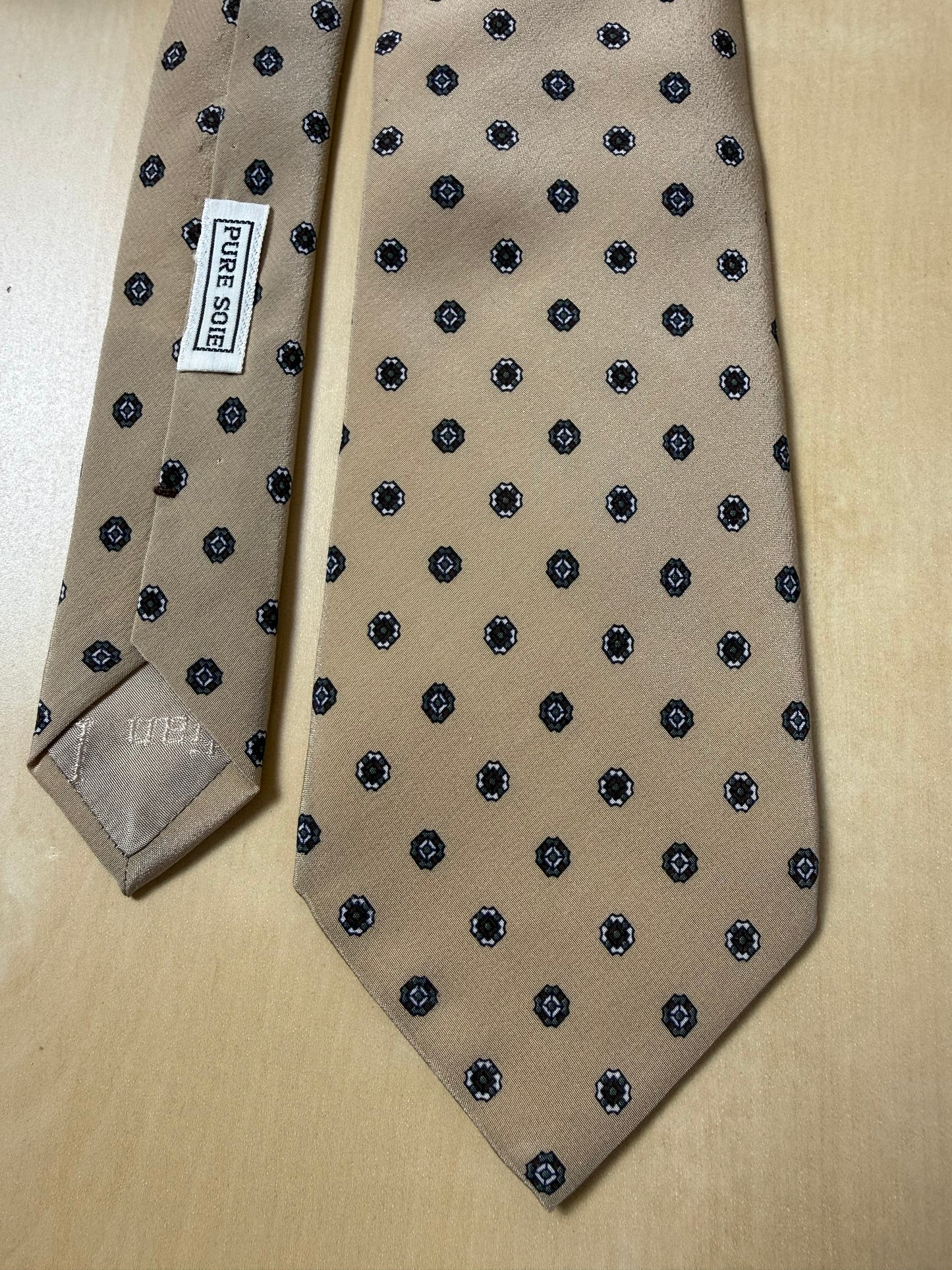 Cravatta Dior vintage crêpe beige micro fantasia
