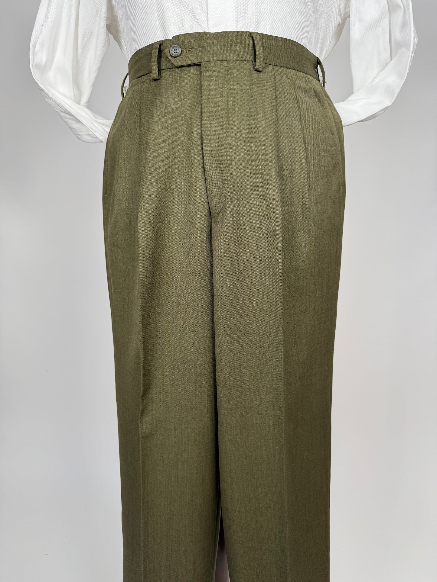 Completo anni ‘80 verde oliva lana pettinata E. Zegna - tg. 48/50