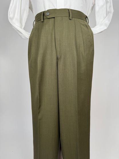 Completo anni ‘80 verde oliva lana pettinata E. Zegna - tg. 48/50