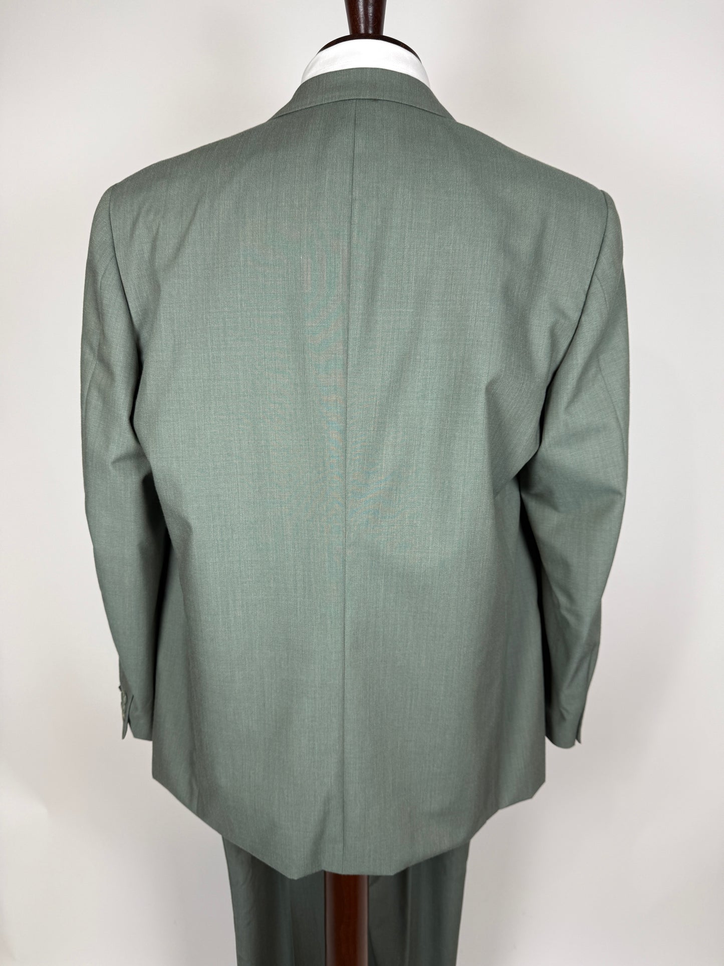 Completo anni '80 fresco lana verde menta (NOS) - tg. 54/56 drop basso