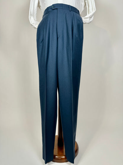 Pantaloni anni ‘80 flanella blu petrolio (NOS) - tg. 46/48