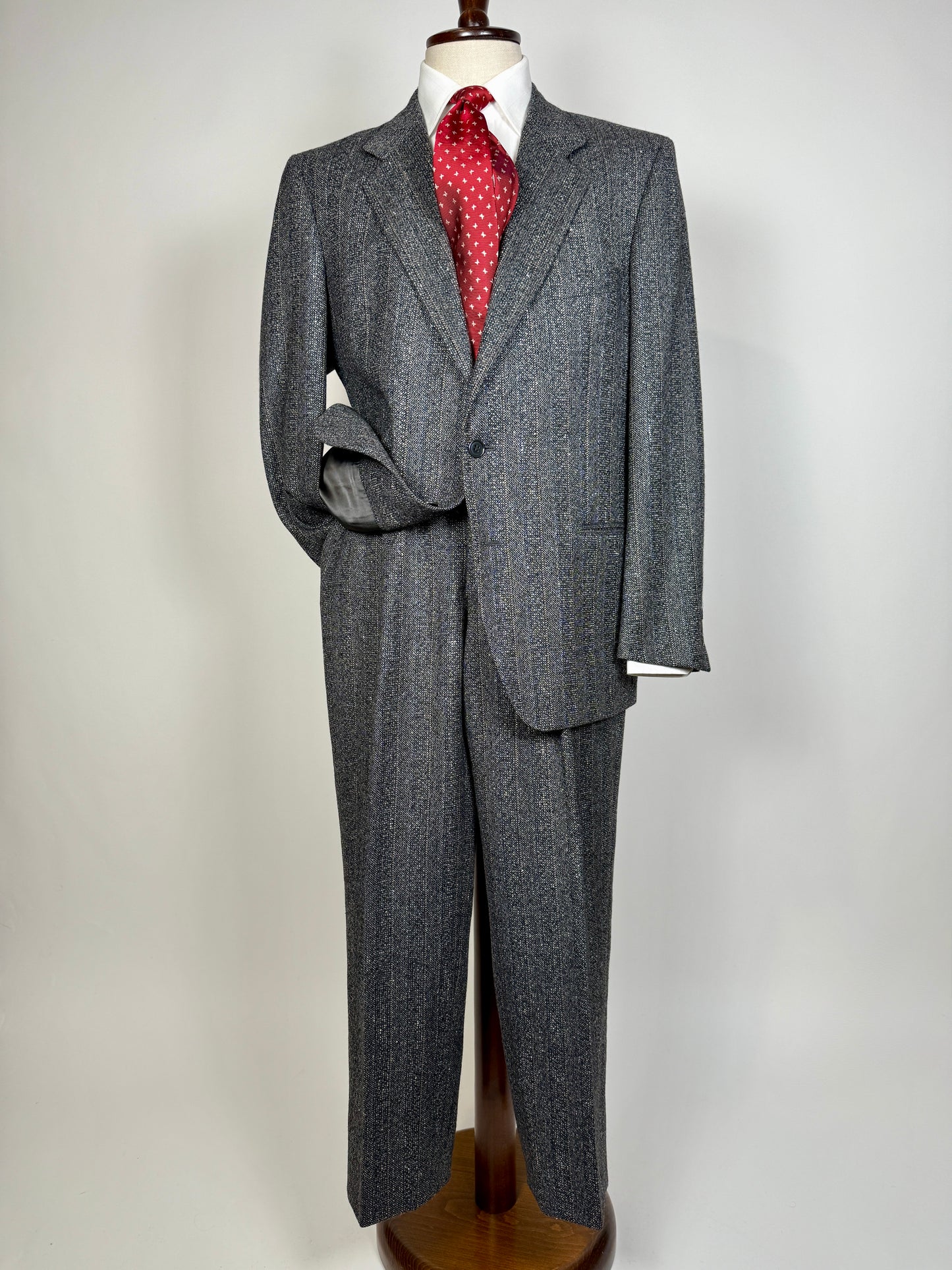 Completo anni ‘70/‘80 tweed lana e seta - tg. 52/54