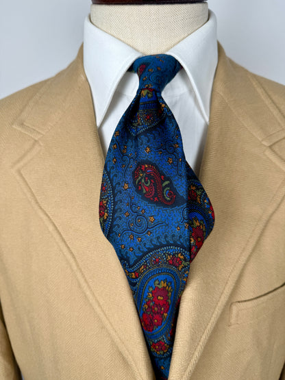 Cravatta in pura lana paisley blu