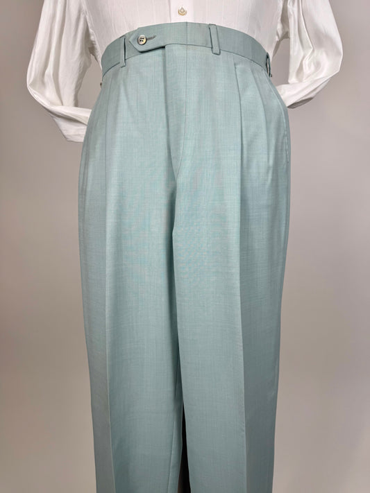 Pantaloni fresco lana turchese anni ‘80 (NOS) - tg. 50/52