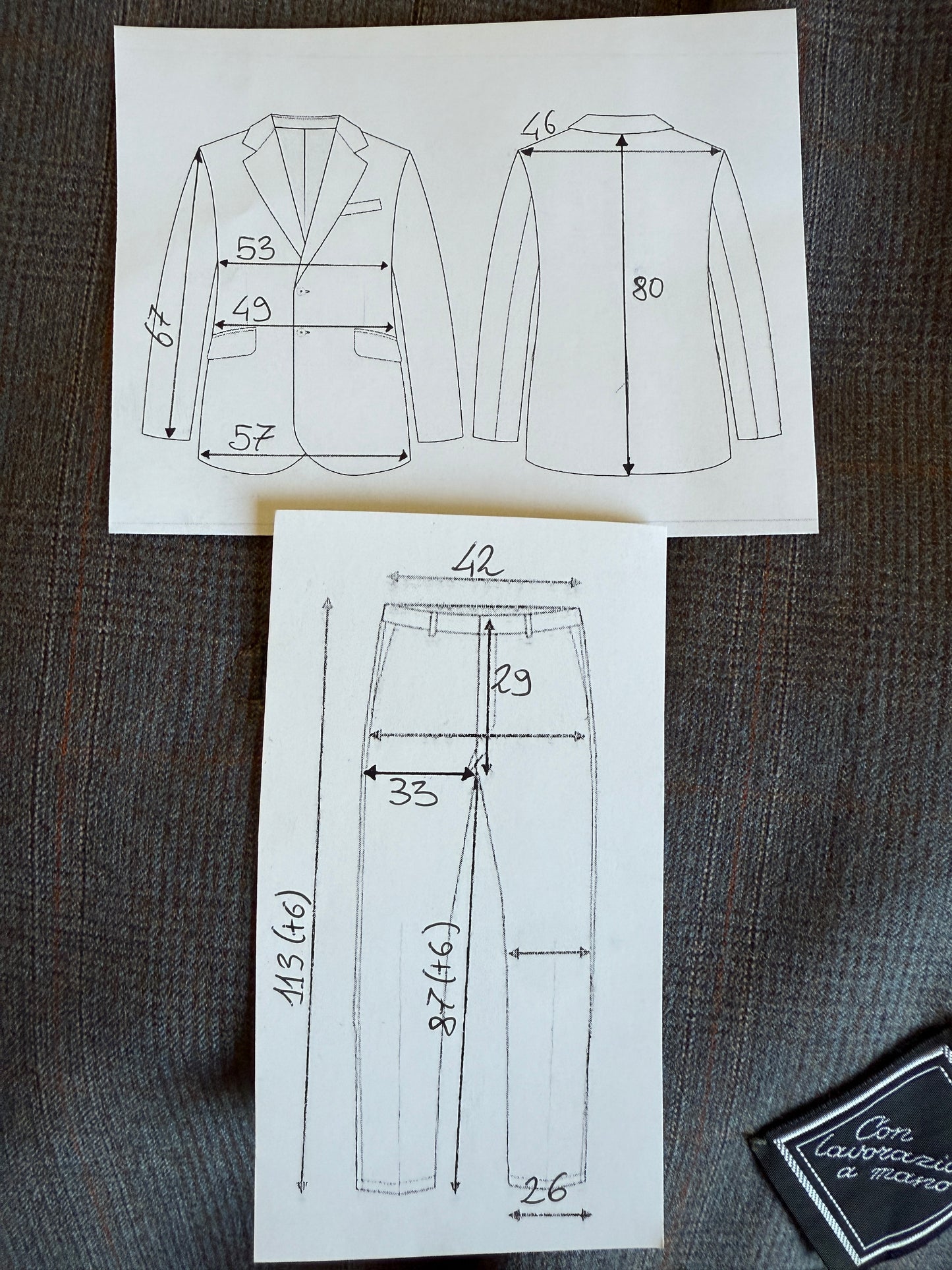 Completo doppiopetto anni ‘70/‘80 flanella principe di Galles (NOS) - tg. 48
