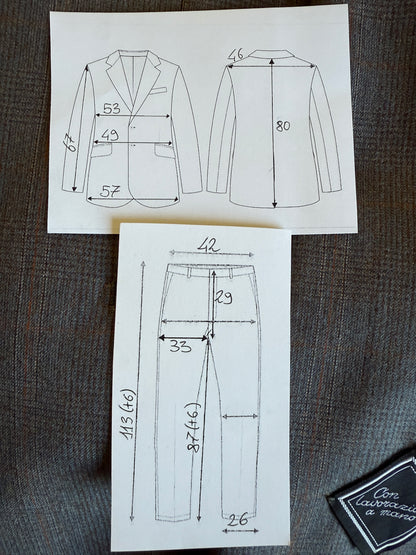Completo doppiopetto anni ‘70/‘80 flanella principe di Galles (NOS) - tg. 48