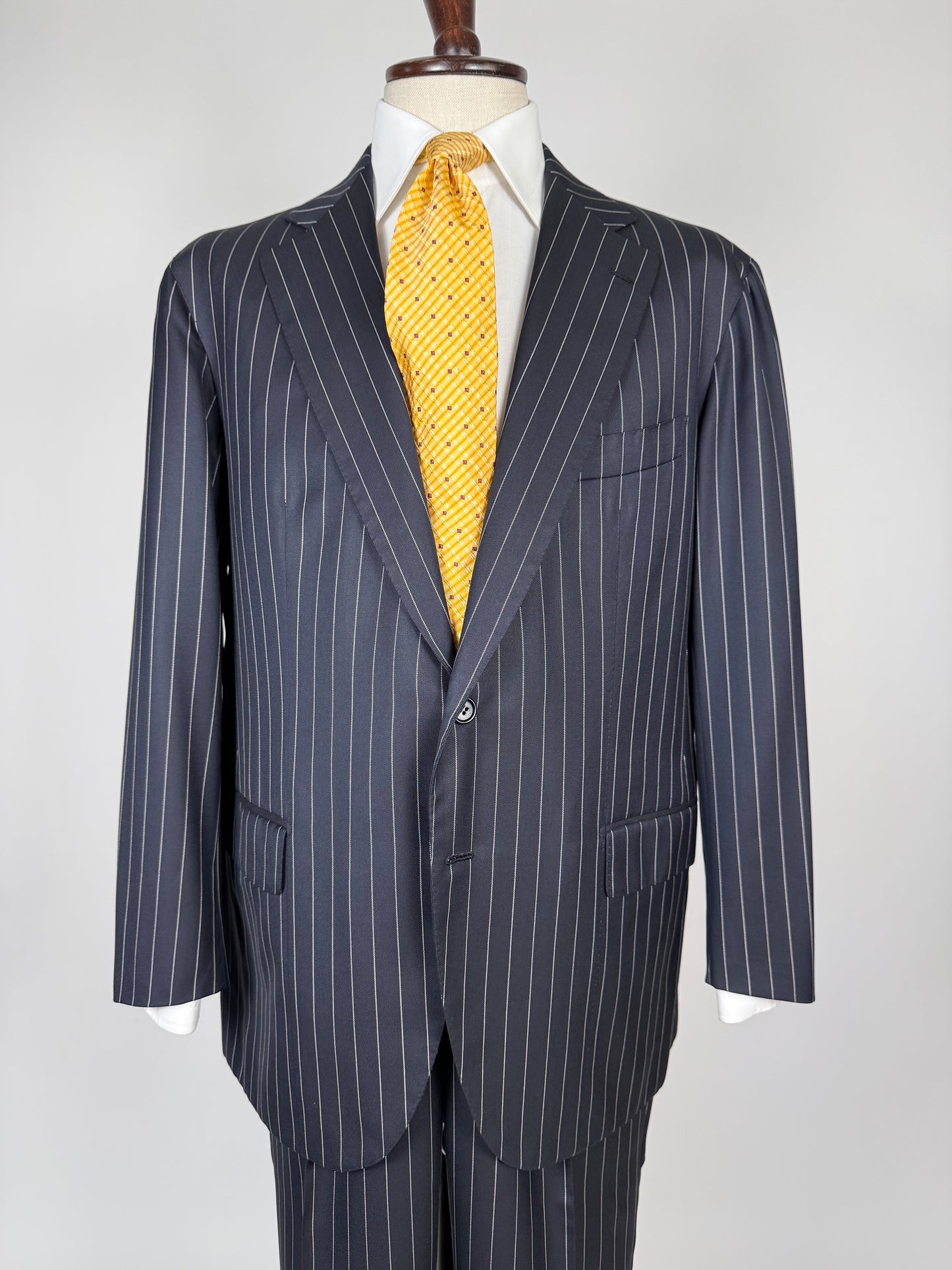 Completo sartoriale flanella pettinata blu gessato - tg. 56 drop 0-2