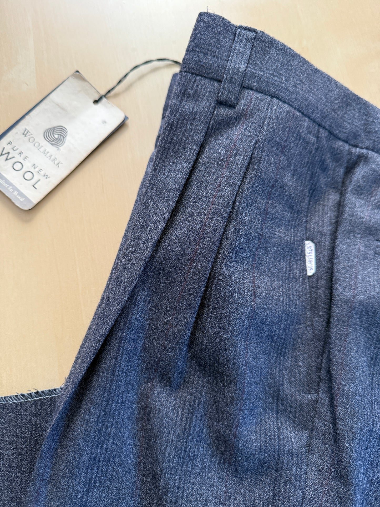 Pantaloni flanella grigia riga rossa anni ‘90 (NOS) - tg. 48/50