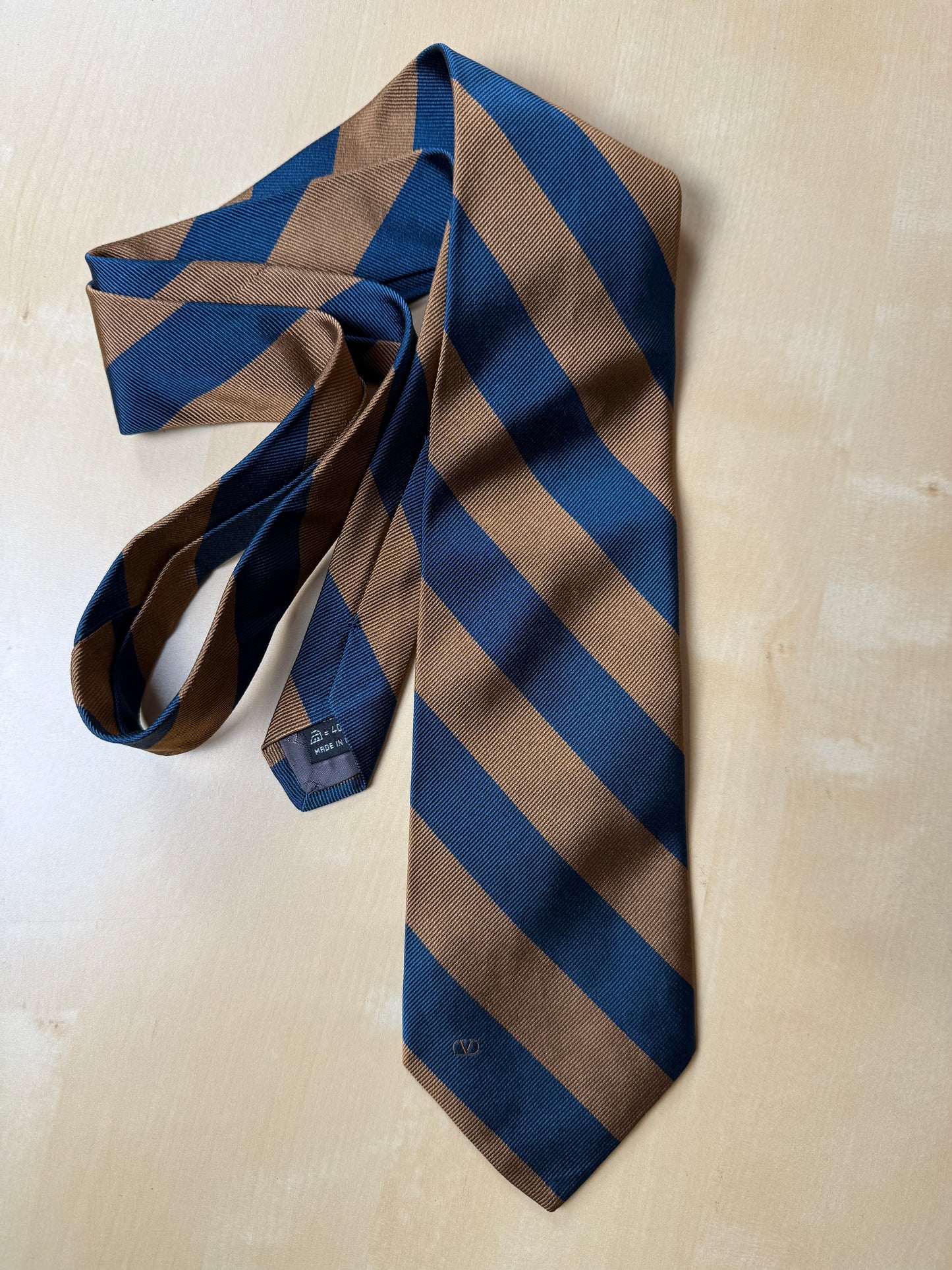 Cravatta Valentino righe blu e marrone