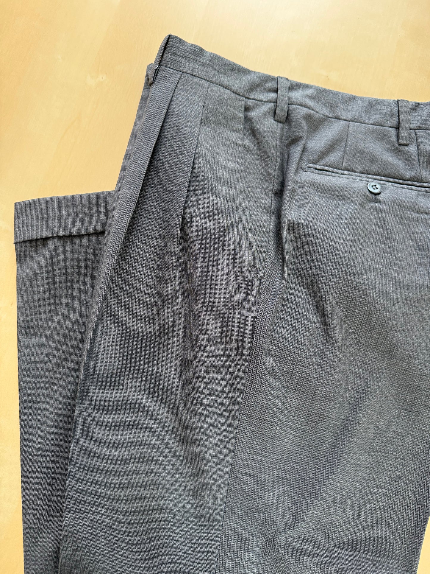Pantaloni sartoriali fresco lana trama herringbone - tg. 52