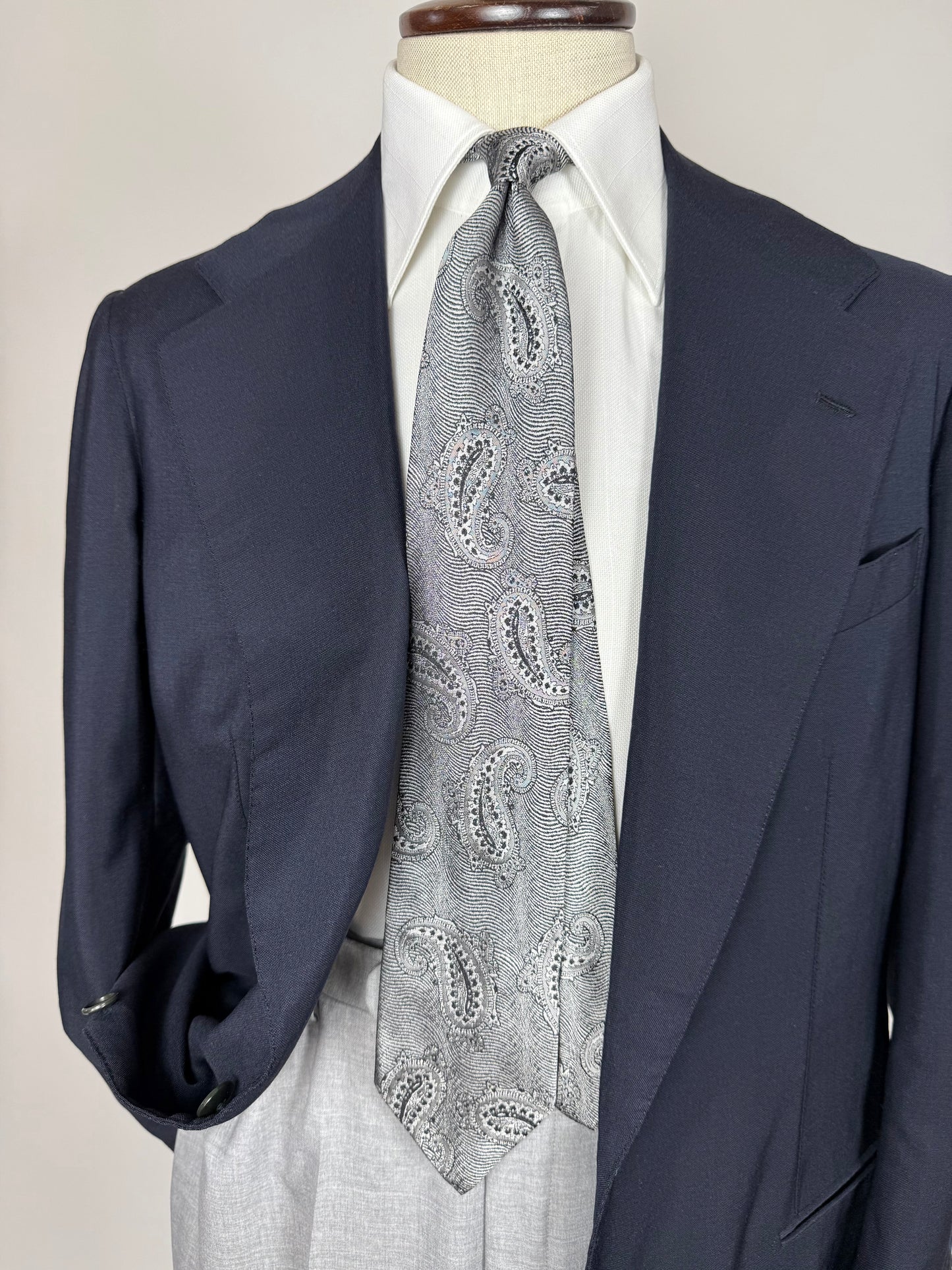 Cravatta Prochownick paisley argento jacquard