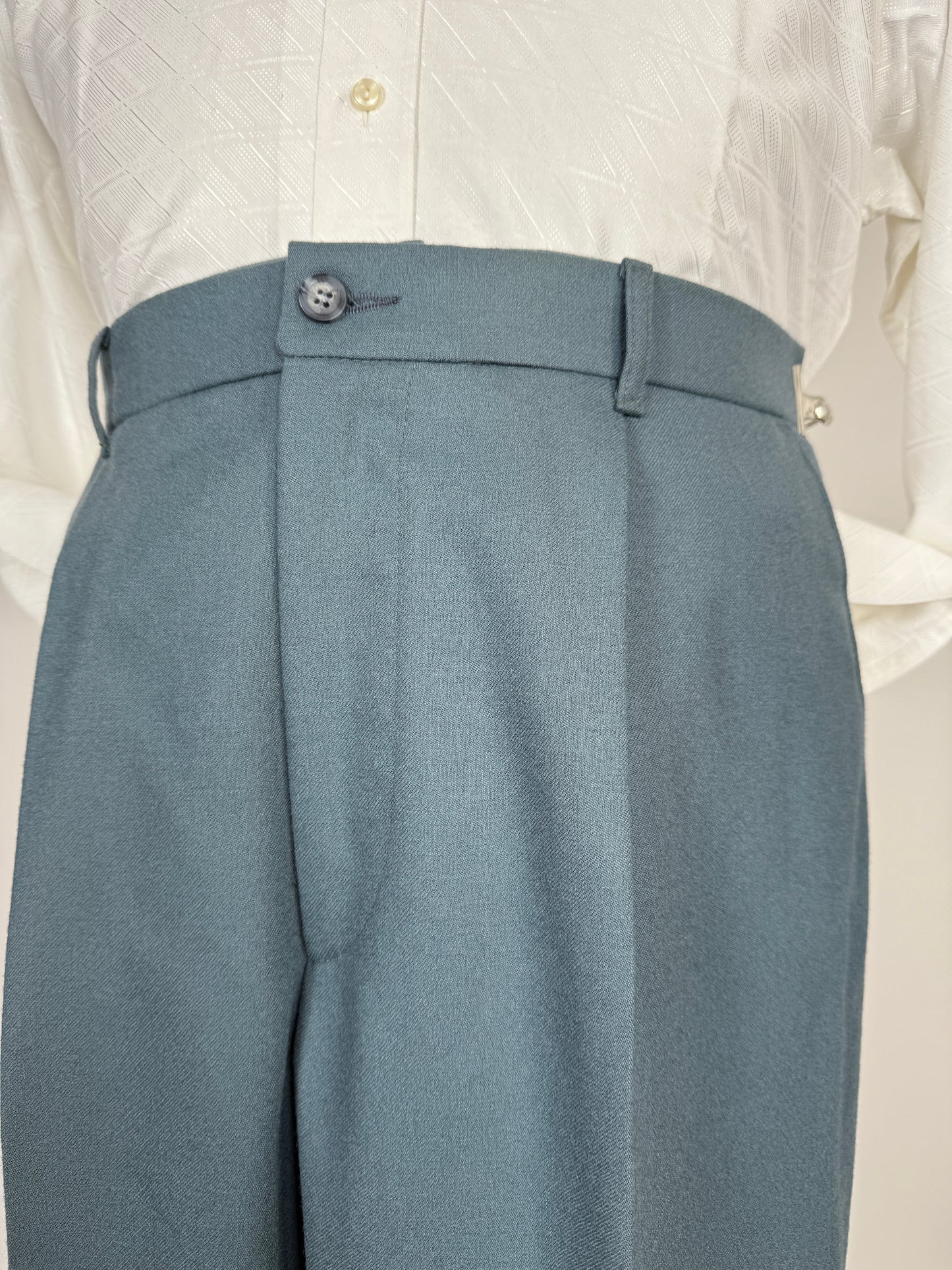 Pantaloni anni ‘80 flanella verde petrolio (NOS) - tg. 48