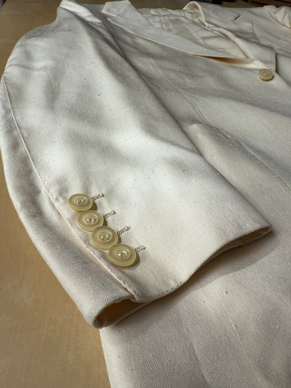 Completo anni '70 su misura in pura seta shantung bianco avorio - tg. 50