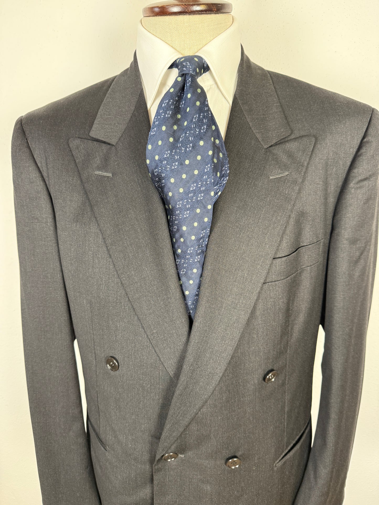 Giacca doppiopetto anni ‘80 flanella pettinata antracite - tg. 54