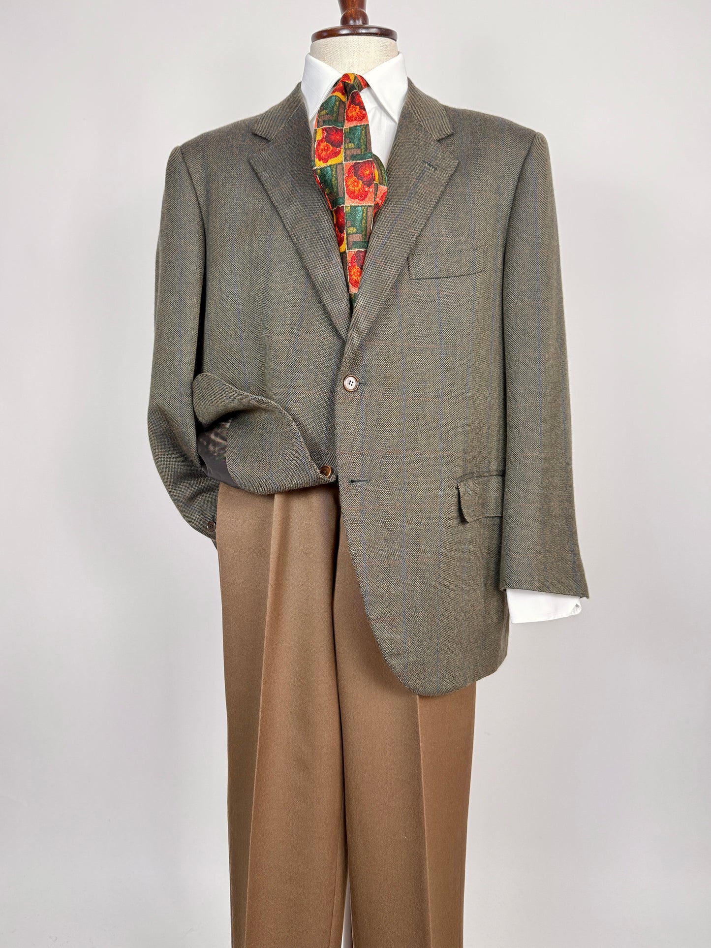 Giacca sartoriale in misto cashmere verde finestrato - tg. 58/60