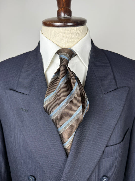 Cravatta Armani regimental marrone e blu