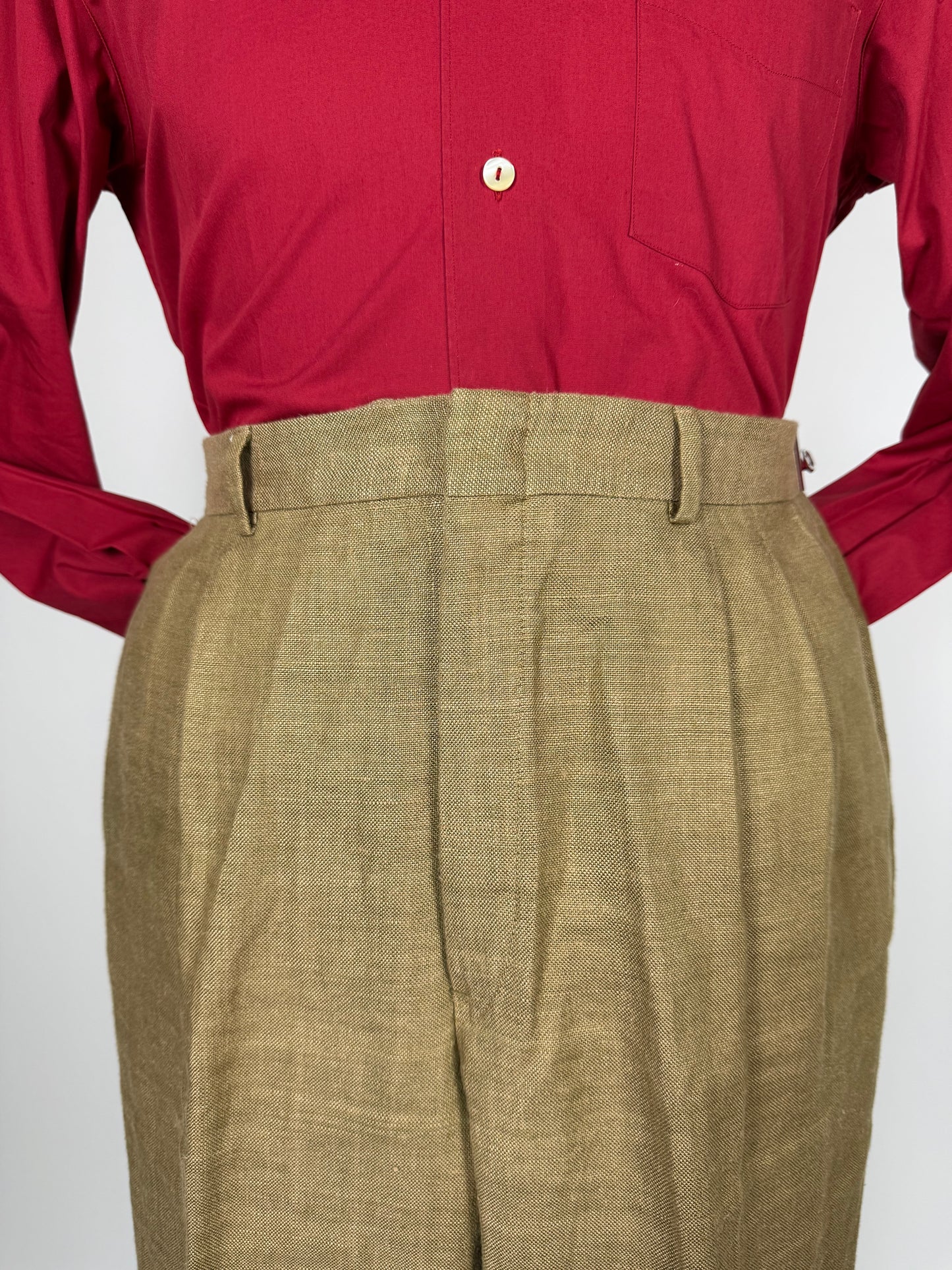 Completo anni '70 misto lino color corda - tg. 50