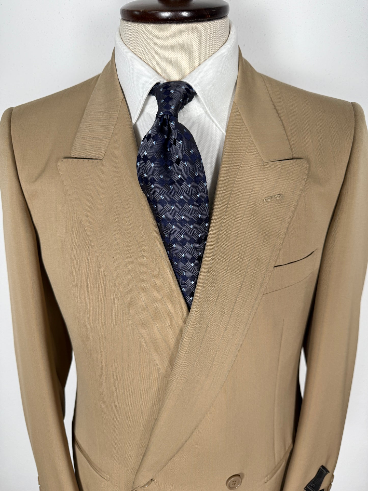 Completo doppiopetto Forall anni '70/'80 in twill beige (NOS) - tg.48