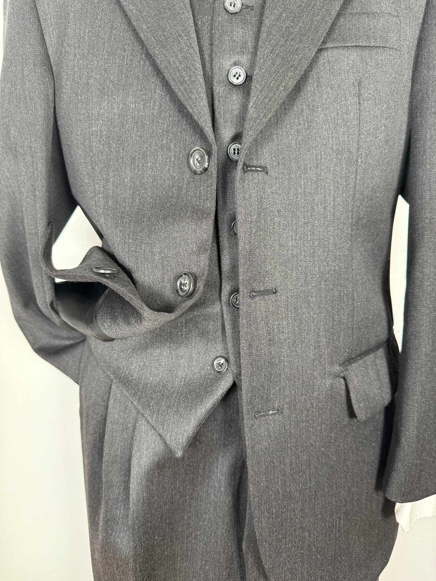 Completo 3 pezzi anni '90 in flanella grigio antracite - tg. 46/48