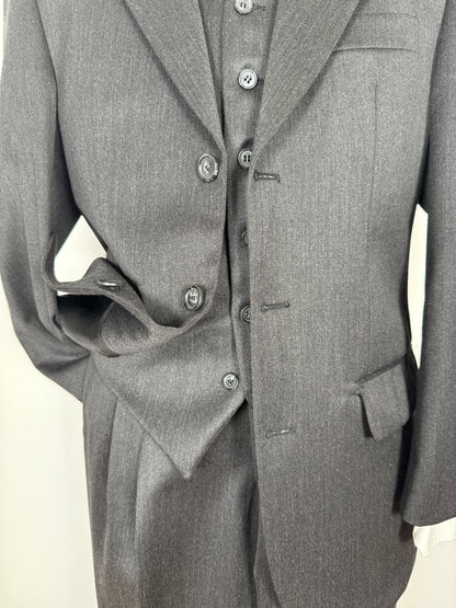 Completo 3 pezzi anni '90 in flanella grigio antracite - tg. 46/48