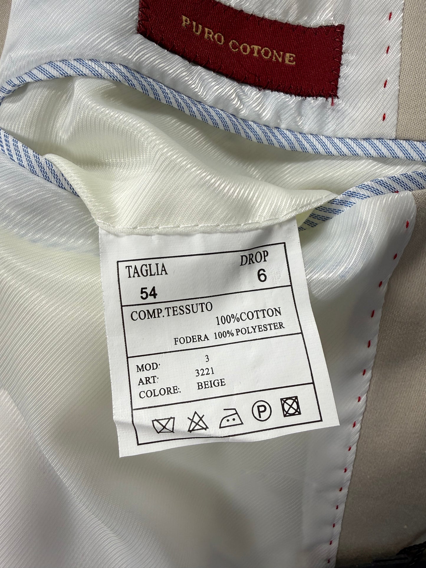 Completo estivo in cotone beige (nuovo) - tg. 52/54