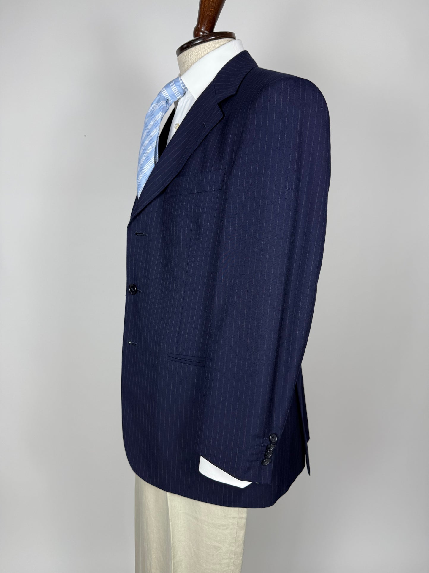 Giacca De Paz fresco lana blu gessato - tg. 50