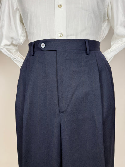 Completo doppiopetto Yves Saint Laurent anni '80 flanella blu - tg. 54/56