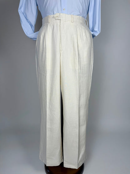Pantaloni in lino bianco anni '70/'80 - tg. 48/50