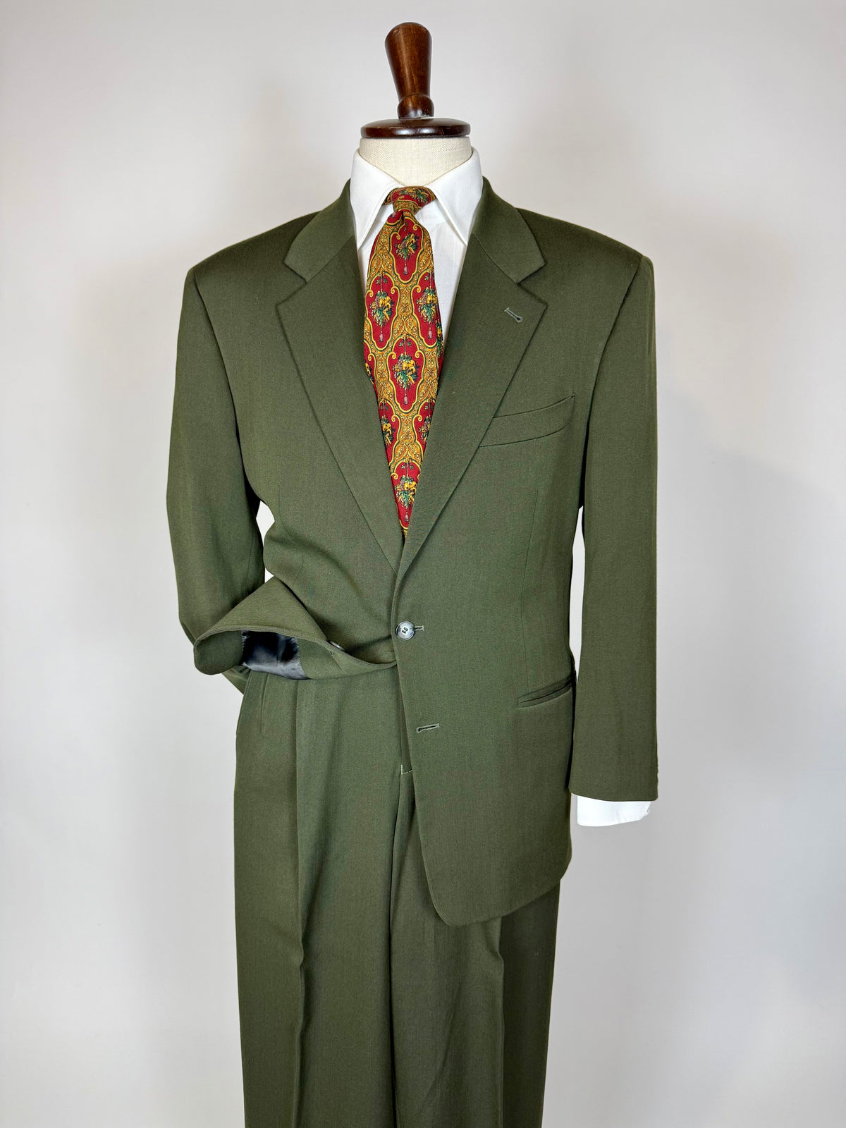 Completo anni '80 misto lana verde - tg. 48 drop alto