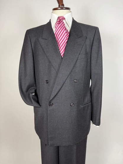 Completo doppiopetto anni ‘70/‘80 flanella antracite - tg. 52
