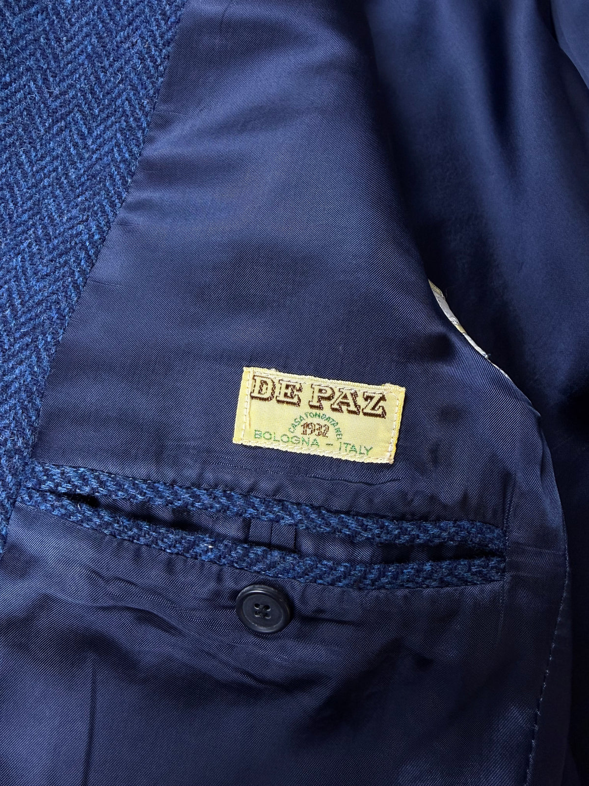 Giacca De Paz vintage tweed spigato blu - tg. 54