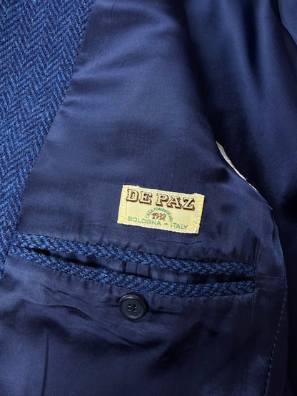 Giacca De Paz vintage tweed spigato blu - tg. 54