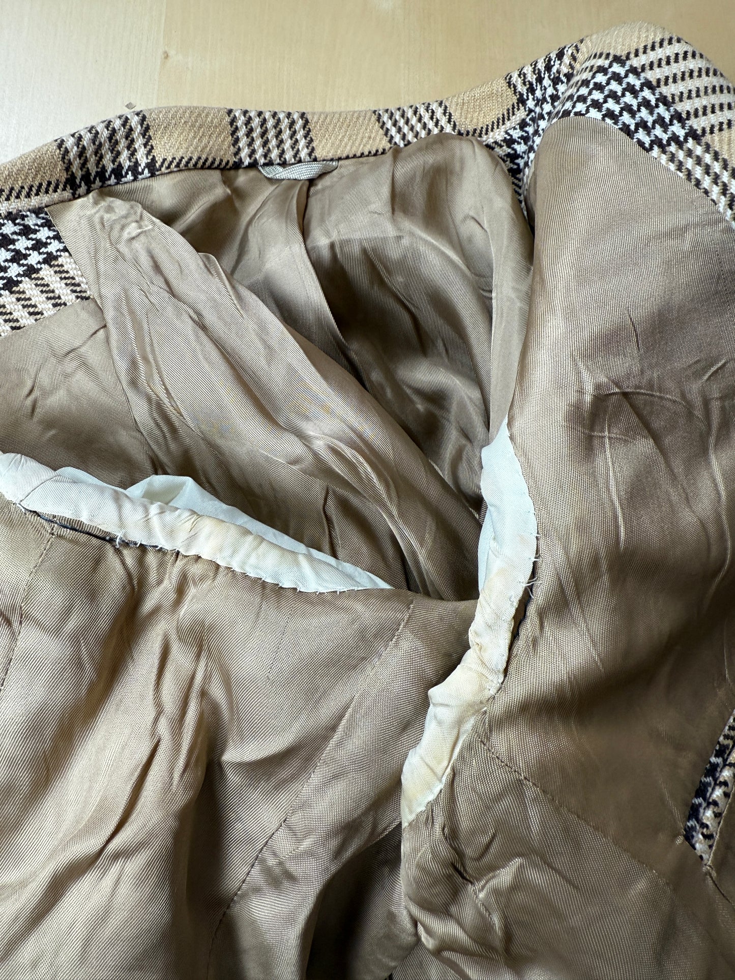 Giacca anni ‘70 beige a quadri - tg. 44/46