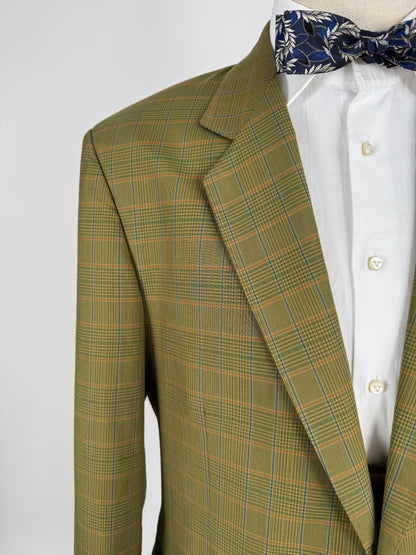 Completo anni ‘80 verde a quadri in cotone sfoderato - tg. 50