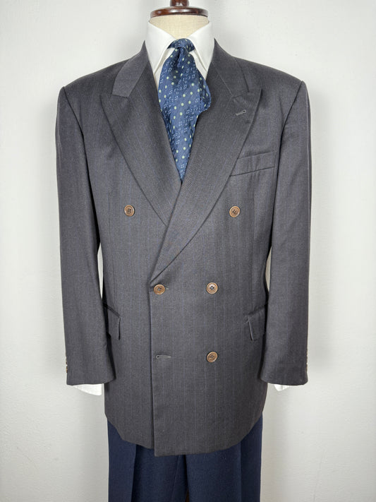 Giacca Coveri anni ‘80 doppiopetto antracite gessata - tg. 54