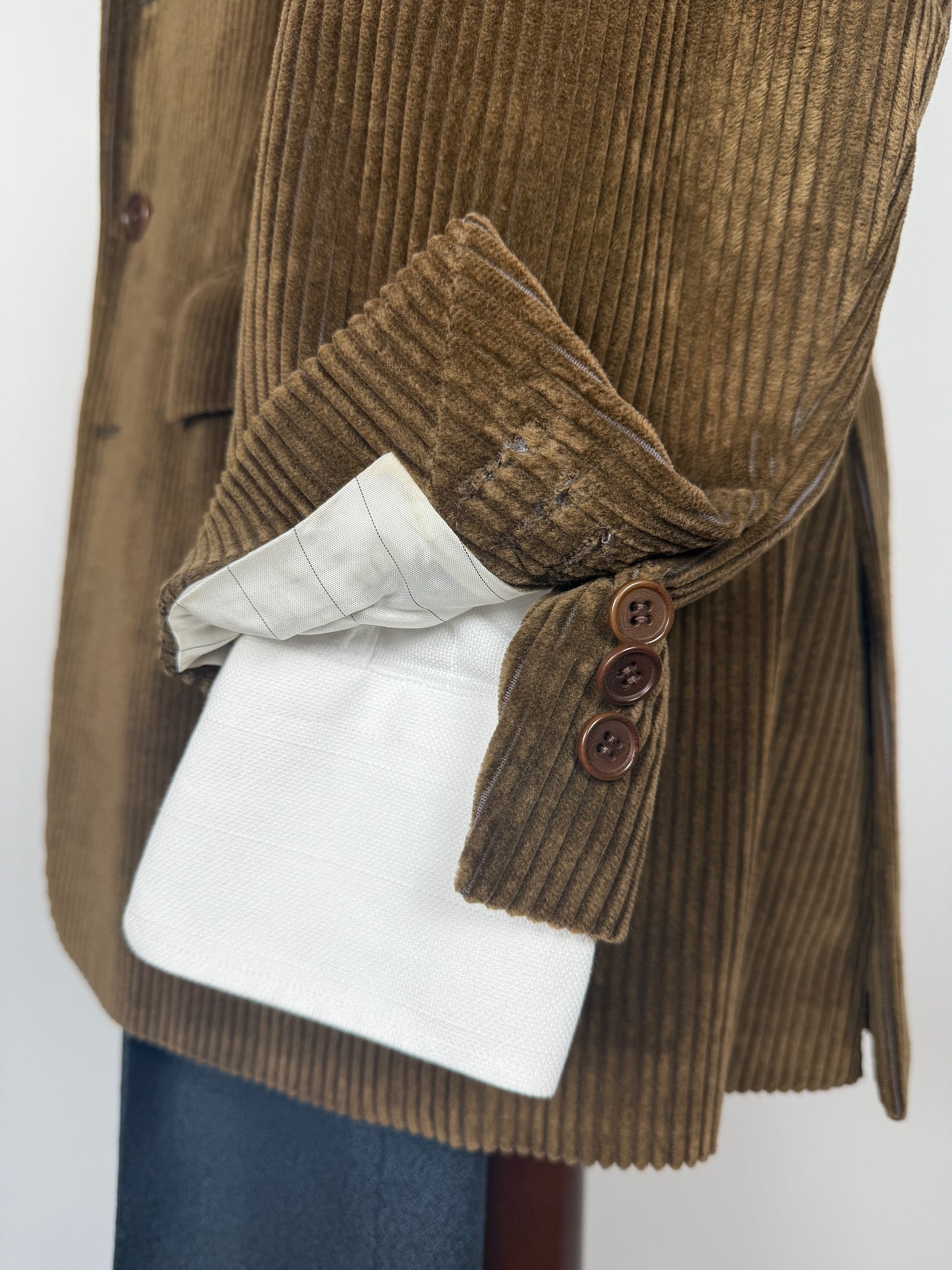 Giacca anni ‘80 in velluto a coste verde-marrone - tg. 48