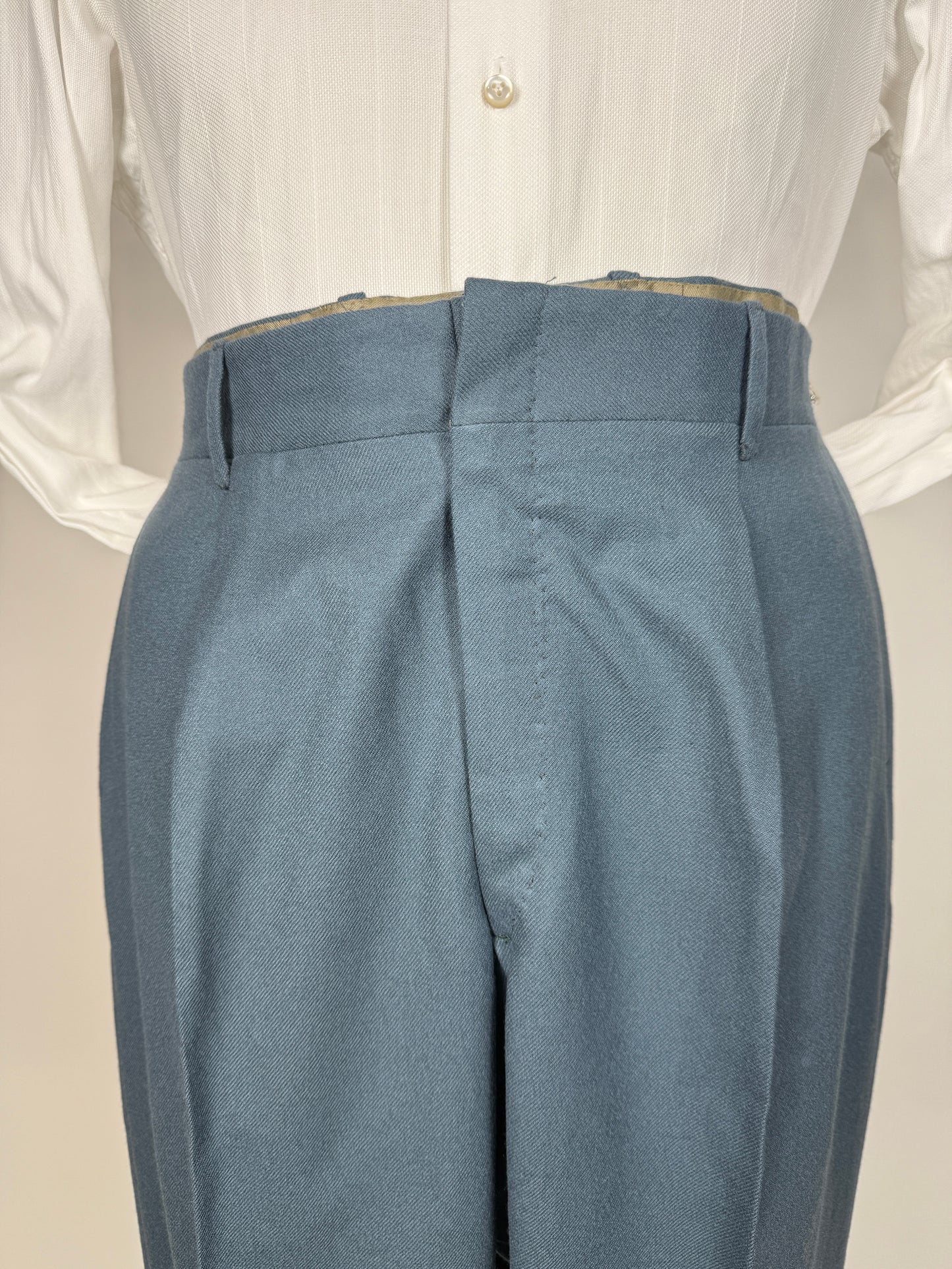 Pantaloni sartoriali anni ‘50/‘60 flanella color ottanio - tg. 52