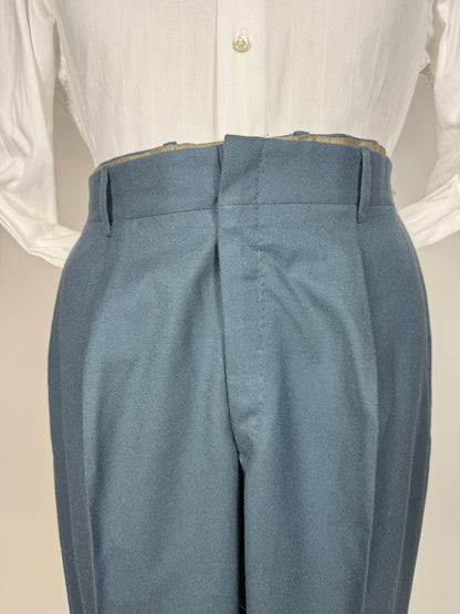 Pantaloni sartoriali anni ‘50/‘60 flanella color ottanio - tg. 52