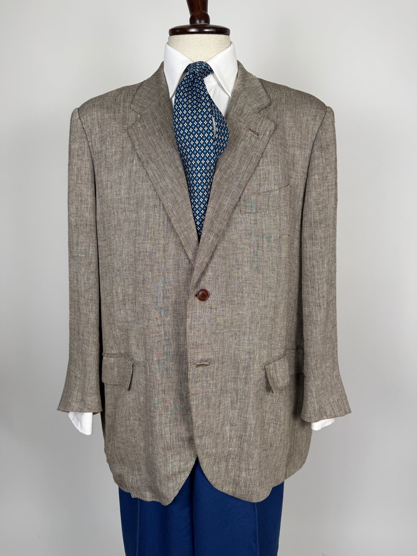 Giacca sartoriale in puro lino herringbone - tg. 60/62